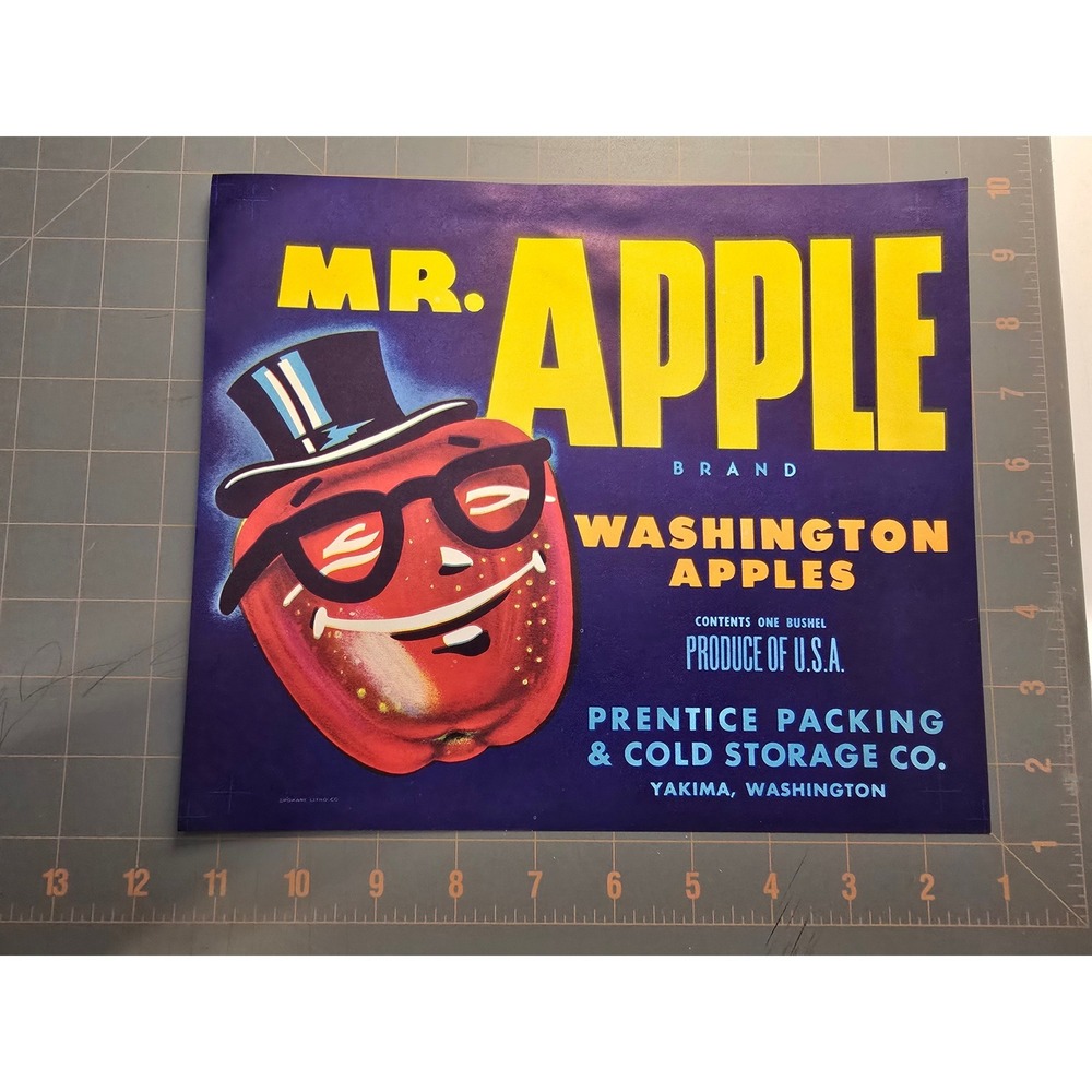 Mr Apple Brand Washington‎ Apples Vintage Produce Crate Label